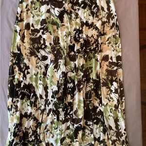 Kasper Green and Brown Abstract‎ Midi Skirt